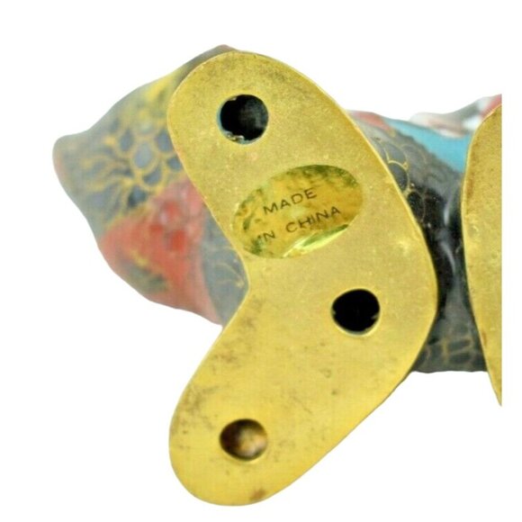 Vintage Decorative Ornate Cloisonné Miniature Enamel Cat Painted Brass 3.5 inche - Picture 8 of 8